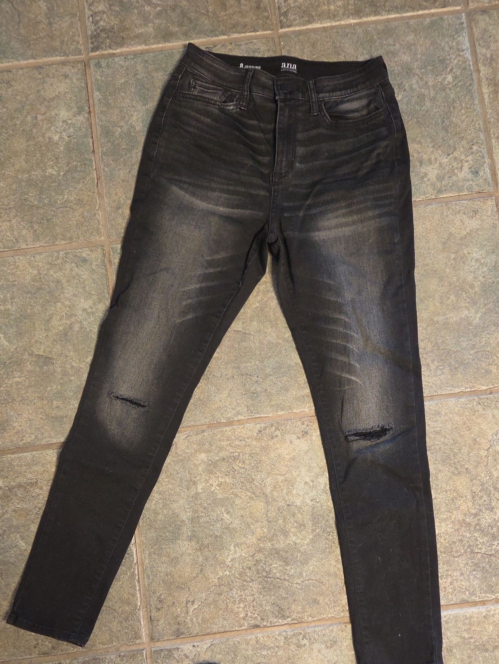 a.n.a Black Faded Ripped Skinny Jeggings